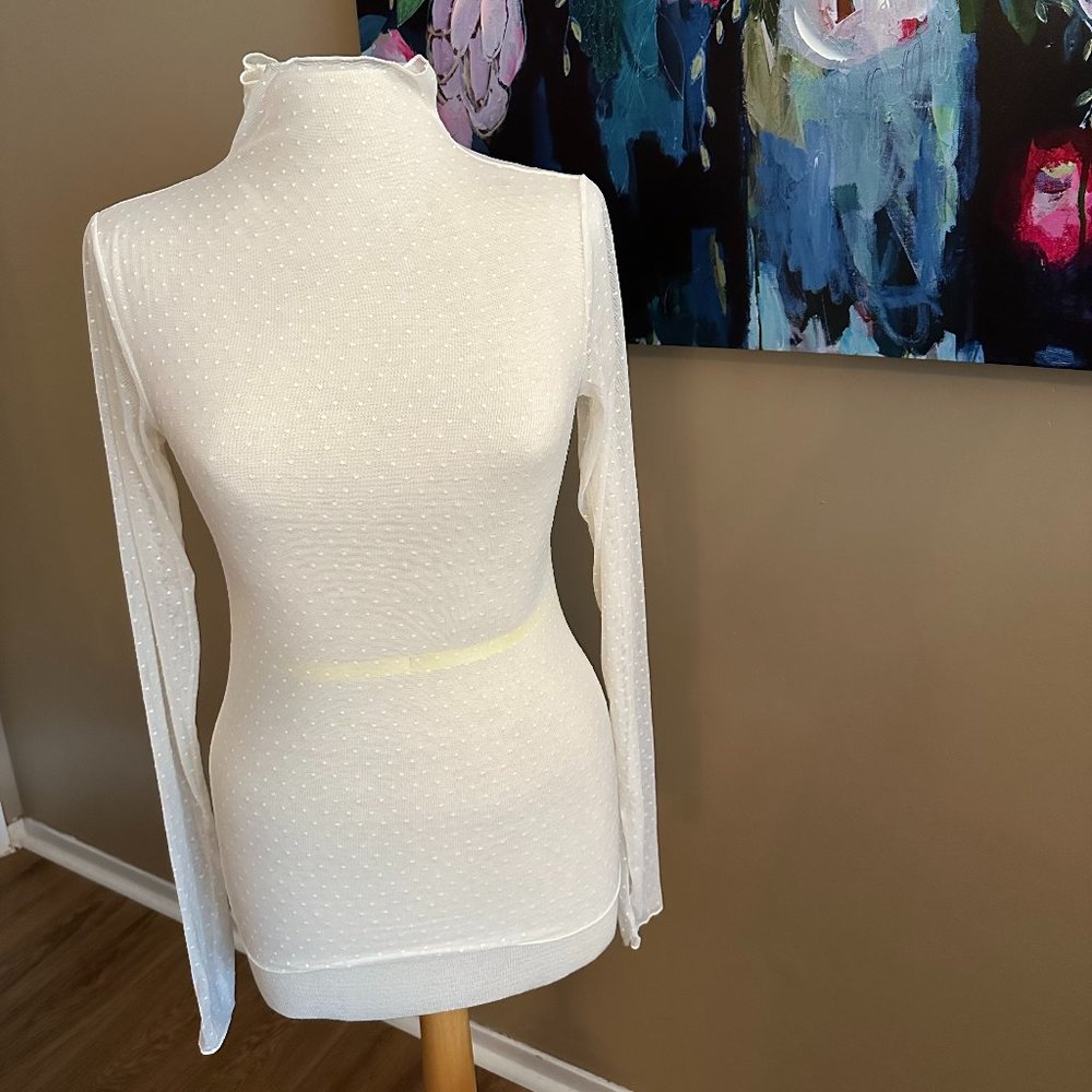Free People Sheer Mock Neck Long Sleeve Layering Top Size Medium